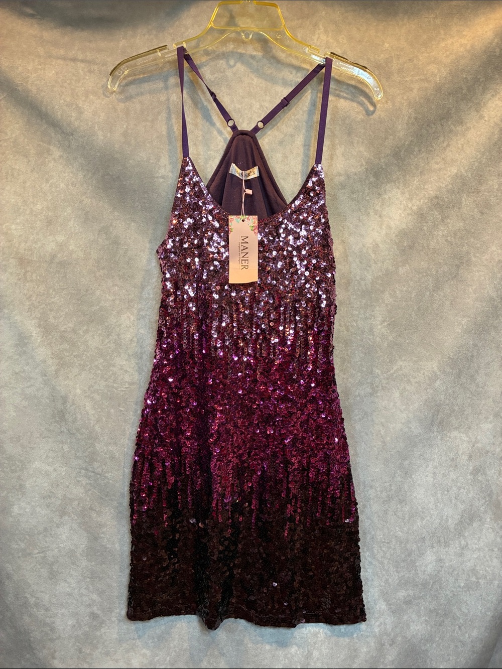 MANER Plum Sequin Ombre Mini Dress